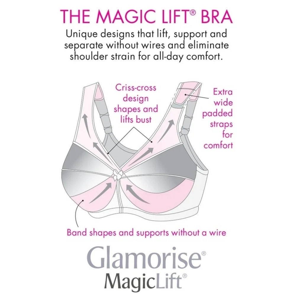 Sz 40C Cafe Glamorise MagicLift Front-Closure with Posture Back Support Bra